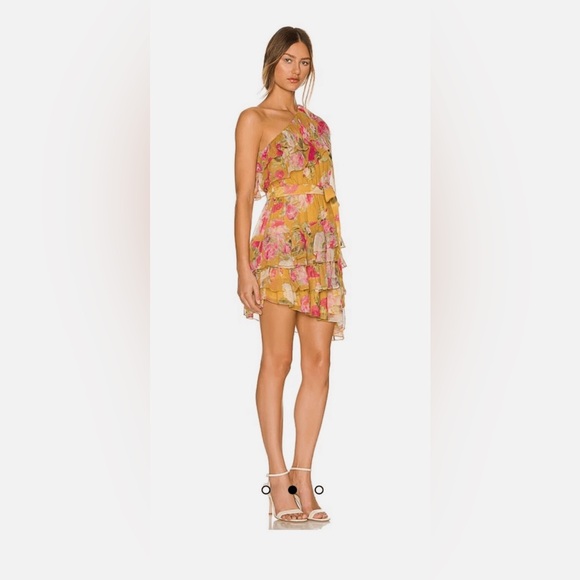 Rococo Sand Avar Yellow Floral One-Shoulder Ruffle Dress NWT - Picture 3 of 14